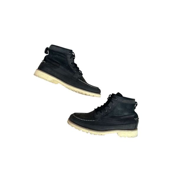 American Eagle Outfitters Men’s 13 Black Chukka Combat Cow Leather Lace up Boots - Picture 2 of 12